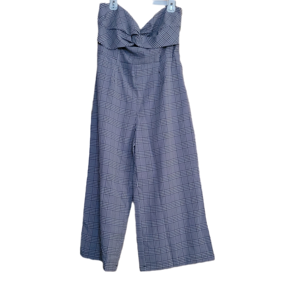 LuLu's Strapless Black And White Plaid Jumpsuit